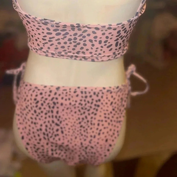 NASTY GAL BLUSH DALMATIAN PRINT “LETS GO TO THE BEACH” TIE BIKINI BOTTOM 10US - Picture 11 of 12